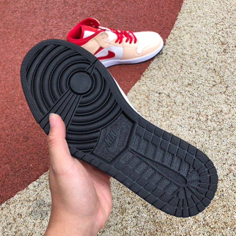 Air Jordan 1 Mid Light Curry Cardinal